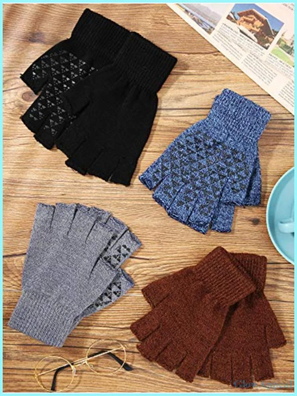 6 Pairs Knit Half Finger Winter Gloves Stretchy Anti-Slip Texting Mittens